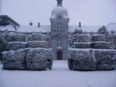 school under snow