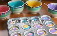 Baking cupcakes.