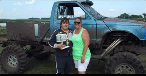 me mud truck trophy and mom